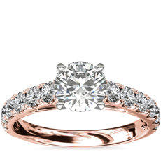 14k 玫瑰金大教堂密釘鑽石訂婚戒指（1/2 克拉總重量）